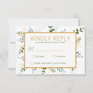 Greenery eucalyptus foliage wedding  RSVP card