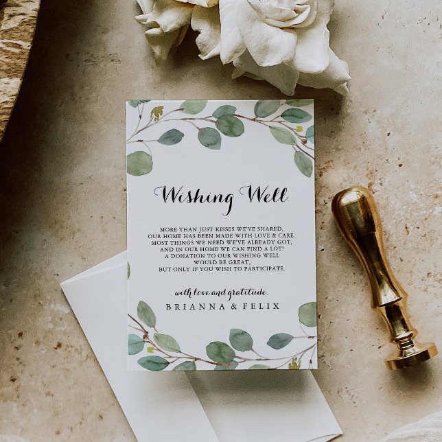 Greenery Eucalyptus Foliage Wedding Wishing Well Enclosure Card (Creator Uploaded)