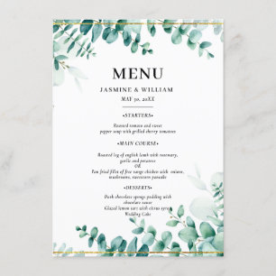 Greenery Eucalyptus Frameborder Wedding Menu