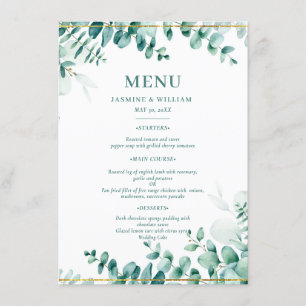 Greenery Eucalyptus Frameborder Wedding Menu