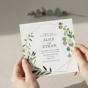 Greenery Eucalyptus Garden Geometric Wedding Invitation