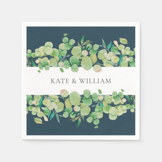 Greenery Eucalyptus Garland Wedding Napkin (Front)