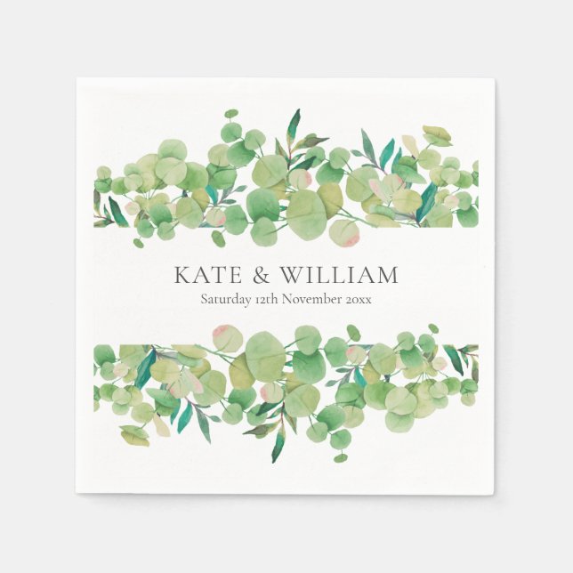 Greenery Eucalyptus Garland Wedding Napkin (Front)
