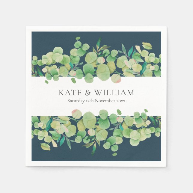 Greenery Eucalyptus Garland Wedding Napkin (Front)
