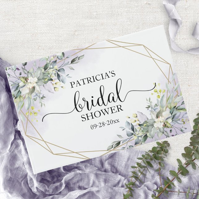 Greenery Eucalyptus Geometric Bridal Shower Guest  Guest Book (Creator Uploaded)