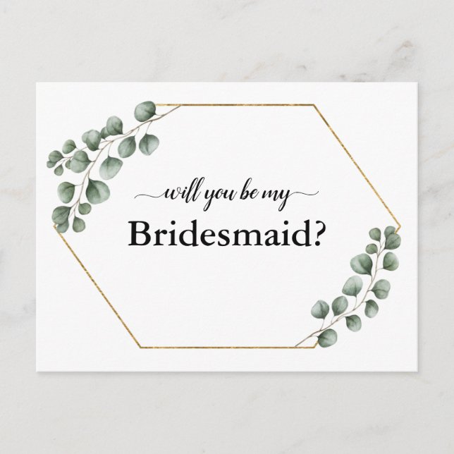 Greenery Eucalyptus Geometric Bridesmaid Card (Front)