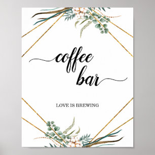 Greenery Eucalyptus Geometric Coffee Bar Sign