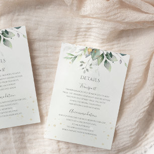 Greenery Eucalyptus Gold Leaves Elegant Wedding Enclosure Card