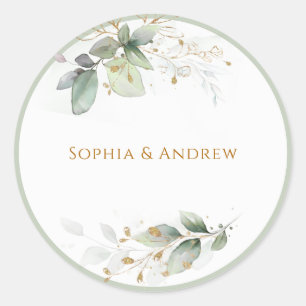 Greenery Eucalyptus Gold Wedding Envelope Seal