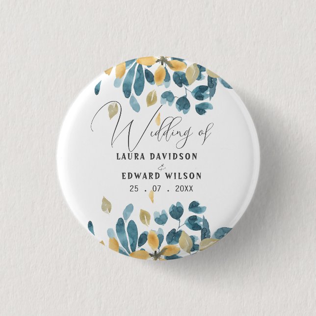 Greenery eucalyptus green floral garden paper plat 3 cm round badge (Front)