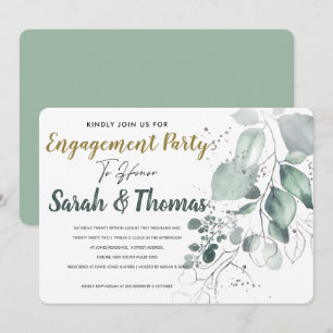 GREENERY EUCALYPTUS GREEN WATERCOLOUR ENGAGMENT INVITATION