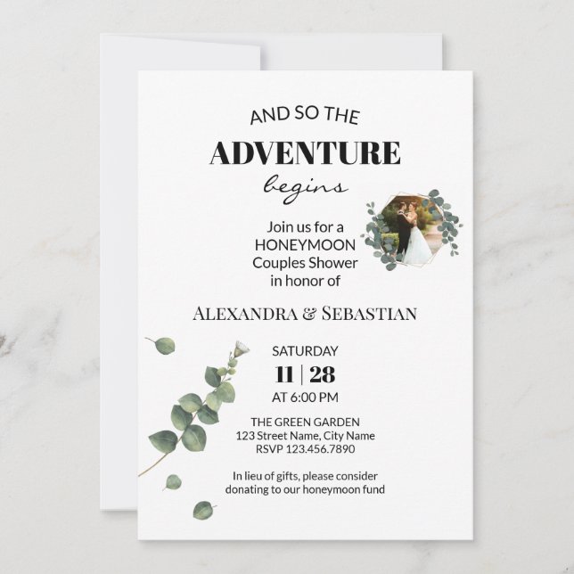 Greenery Eucalyptus Honeymoon Shower Invitation (Front)