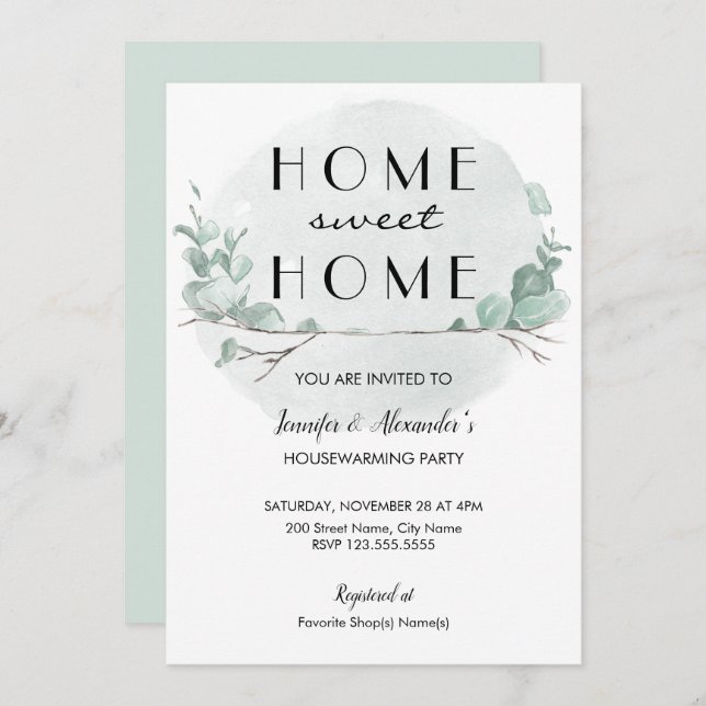 Greenery Eucalyptus Housewarming Party Invitation (Front/Back)