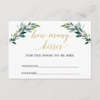 Greenery eucalyptus How many kisses game Card