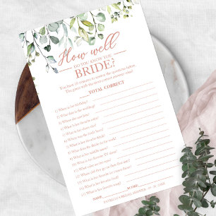 Greenery Eucalyptus How Well Do You Know The Bride Flyer