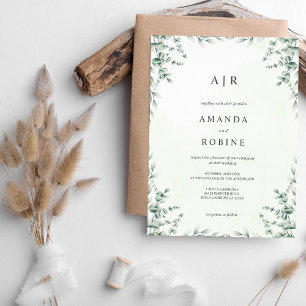 Greenery Eucalyptus Leafes Elegant Wedding Invitation