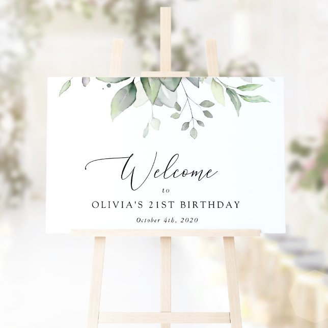 Greenery, Eucalyptus Leaves, Birthday Welcome Poster (Creator Uploaded)