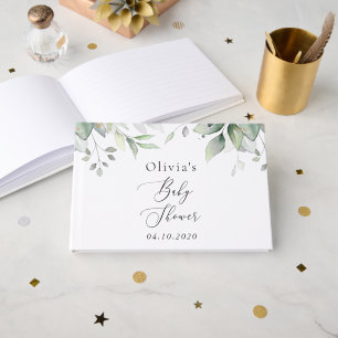 Greenery, Eucalyptus Leaves, Boho, Baby Shower Guest Book
