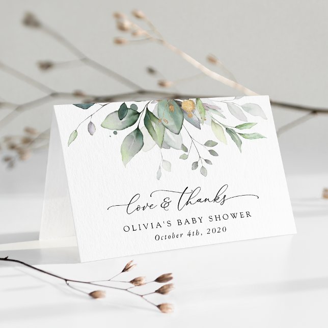 Greenery, Eucalyptus Leaves, Boho, Baby Shower Thank You Card (Creator Uploaded)