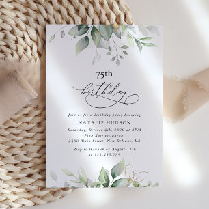 Greenery, Eucalyptus Leaves, Boho, Birthday Invitation