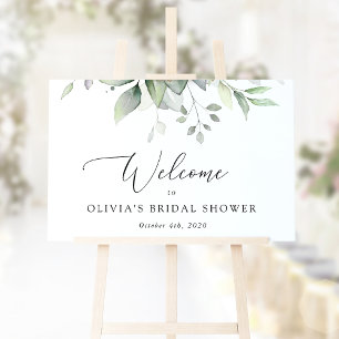 Greenery, Eucalyptus Leaves, Boho, Bridal Welcome Poster