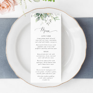 Greenery, Eucalyptus Leaves, Boho, Wedding Menu