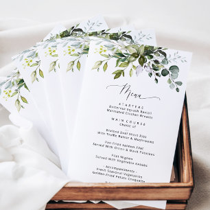 Greenery, Eucalyptus Leaves, Boho, Wedding Menu