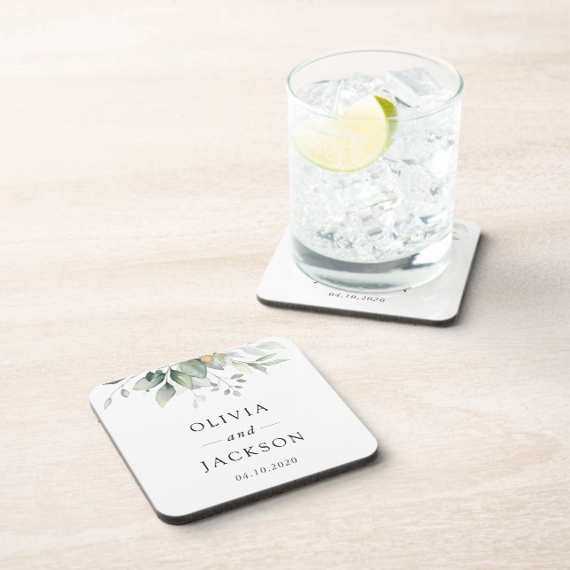 Greenery, Eucalyptus Leaves, Botanical Wedding Coaster (Right Side)