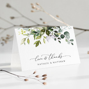 Greenery, Eucalyptus Leaves, Botanical Wedding Thank You Card