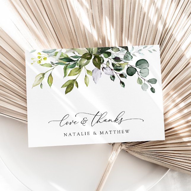 Greenery, Eucalyptus Leaves, Botanical Wedding  Thank You Card (Creator Uploaded)