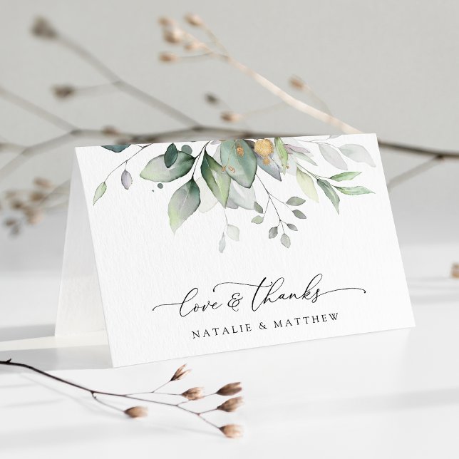 Greenery, Eucalyptus Leaves, Botanical Wedding Thank You Card (Creator Uploaded)