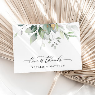 Greenery, Eucalyptus Leaves, Botanical Wedding Thank You Card