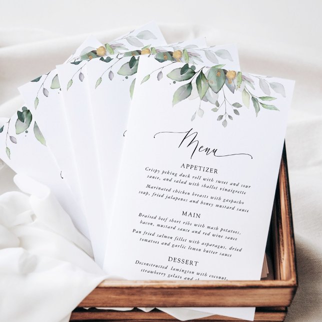 Greenery, Eucalyptus Leaves, Bridal Shower Menu (Creator Uploaded)