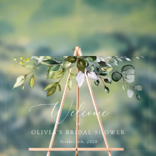 Greenery, Eucalyptus Leaves, Bridal Shower Welcome Acrylic Sign