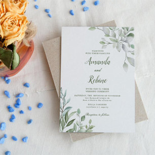 Greenery Eucalyptus Leaves Elegant Wedding Invitation
