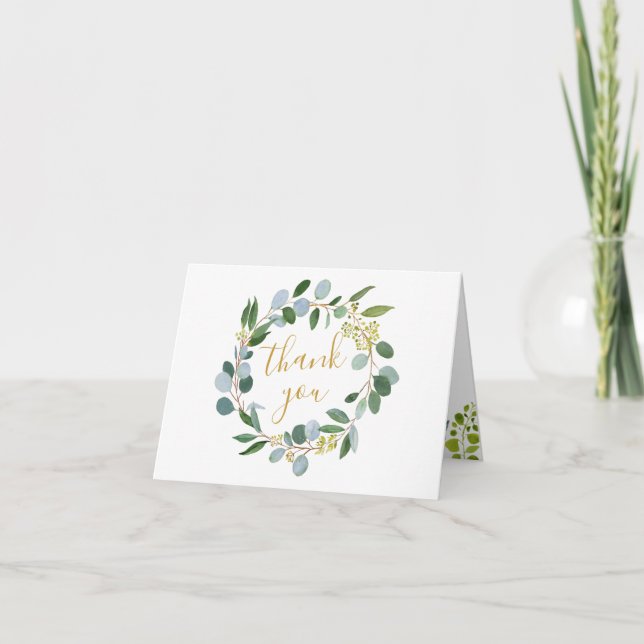 Greenery, eucalyptus leaves Thank You card (Front)