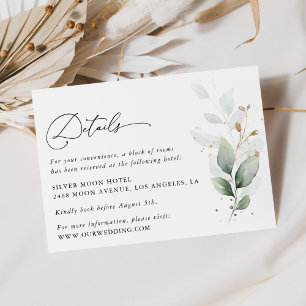 Greenery, Eucalyptus Leaves, Wedding Details Enclosure Card