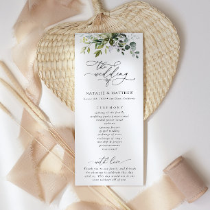 Greenery, Eucalyptus Leaves, Wedding Program Programme