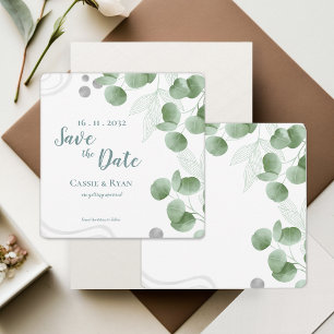 Greenery Eucalyptus Leaves Wedding Save the Date