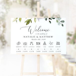 Greenery, Eucalyptus Leaves, Wedding Timeline Poster