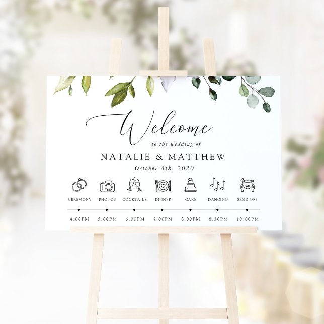 Greenery, Eucalyptus Leaves, Wedding Timeline Poster (Creator Uploaded)