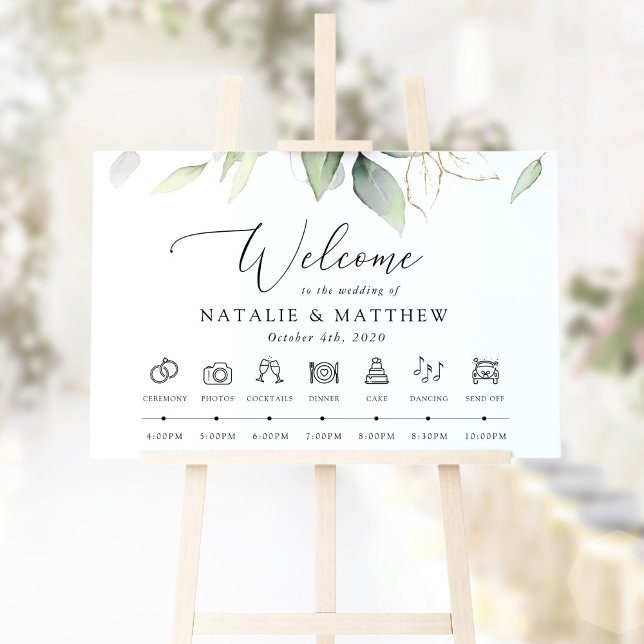 Greenery, Eucalyptus Leaves, Wedding Timeline Poster (Creator Uploaded)