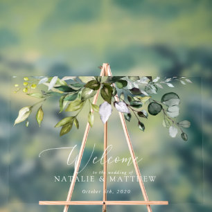 Greenery, Eucalyptus Leaves, Wedding Welcome Acrylic Sign