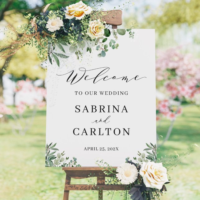 Greenery Eucalyptus Leaves Wedding Welcome Sign (Creator Uploaded)