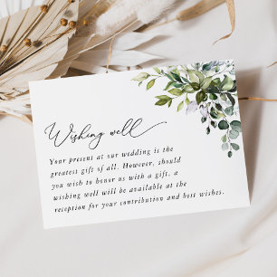 Greenery, Eucalyptus Leaves, Wedding Wishing Well  Enclosure Card