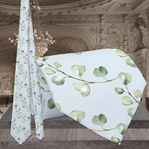 Greenery Eucalyptus Light Blue Wedding Tie