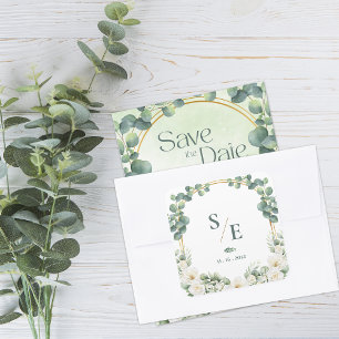 Greenery Eucalyptus Monogram Botanical Wedding Square Sticker