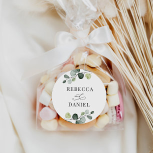 Greenery Eucalyptus Personalised Wedding Classic Round Sticker