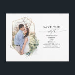 Greenery Eucalyptus Photo Save the Date Announcement Postcard<br><div class="desc">Lush greenery and eucalyptus foliage save the date photo postcards</div>