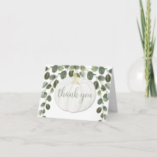 Greenery eucalyptus pumpkin fall thank you card